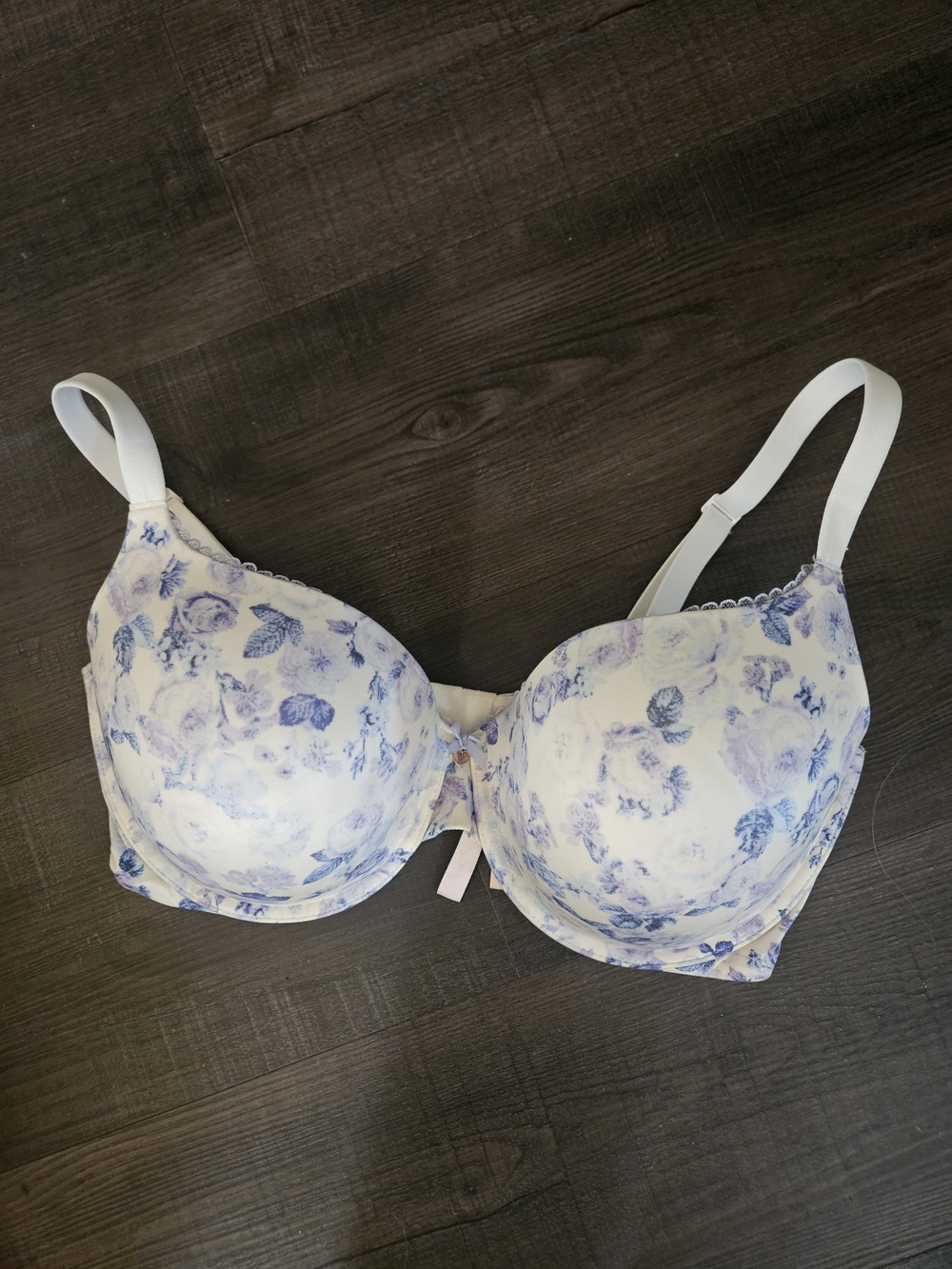 Victoria's Secret White Bra with Blue Floral Print